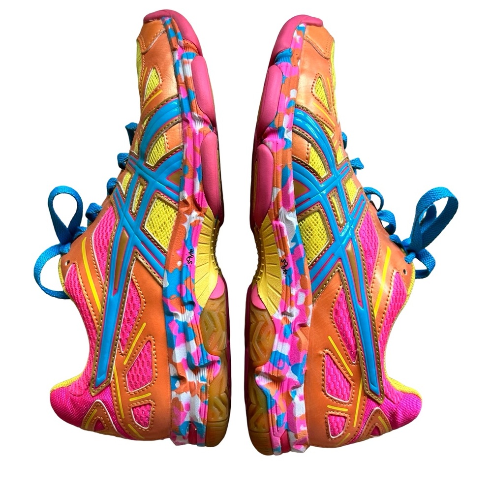 Asics Gel Flashpoint Running Cross Training Volleyball Orange Flame Pink Sneaker - Picture 3 of 11